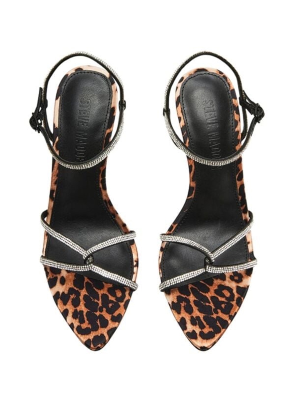 Steve Madden Leopard Print Strappy High Heel Black/Leopard